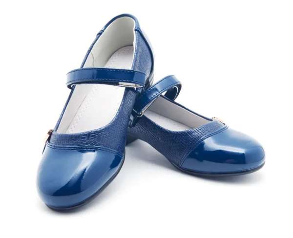 Блакитне сяйво шкіряне взуття для дівчат — стокове фото