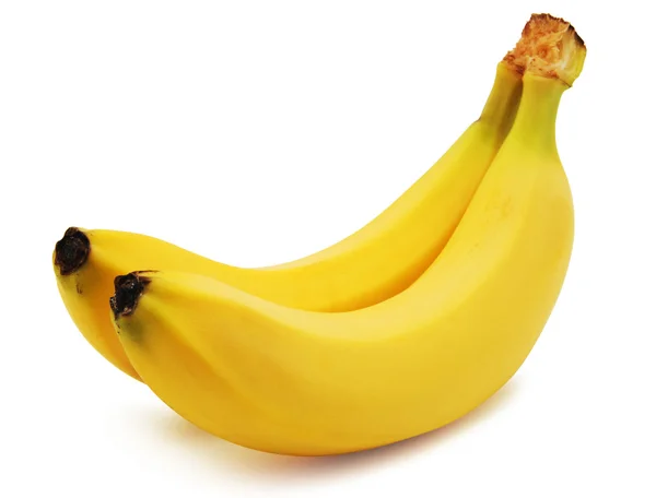 白地に隔離された二つのバナナ — ストック写真