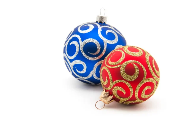 Bolas de Natal vermelho e azul — Fotografia de Stock