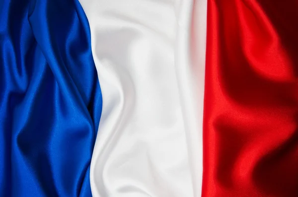 Bandiera della Francia su texture di raso — Foto Stock