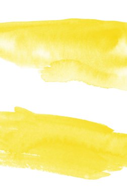 Beyaz arkaplanda soyut sarı suluboya.