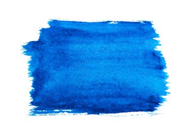 Beyaz arkaplanda soyut mavi suluboya.