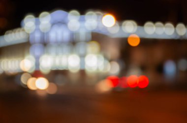 Gece şehrinin soyut mavi ışıkları