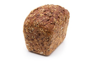 Çavdar ekmek ile beyaz izole arka planda linseeds