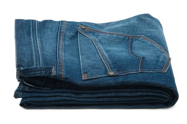 A pair of blue jeans on a white background — Stock Photo, Image