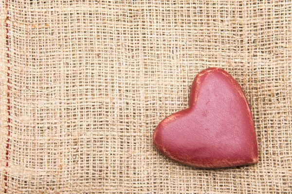 Red Heart Burlap — Stock Photo, Image