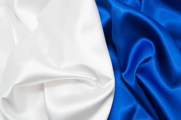 White and blue satin fabric for background — Stock Photo, Image