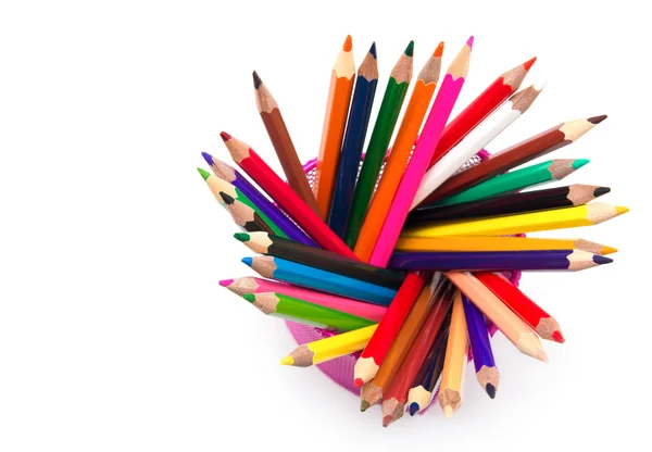 Верхний вид цветных карандашей — стоковое фото