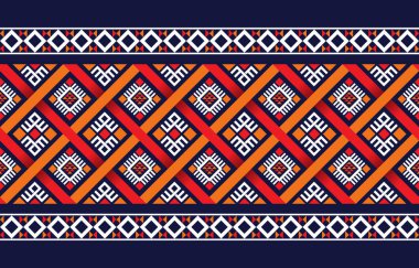 Parlak renklerde geometrik şekilli etnik boho deseni. Halı, duvar kağıdı, giysi, ambalaj, batik, kumaş, Etnik temalarda Vektör illüstrasyon nakışı için tasarım.