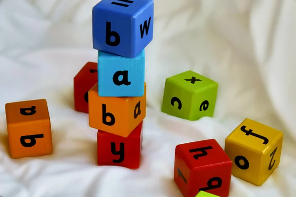 Niños bloques bebé horizontal — Foto de Stock