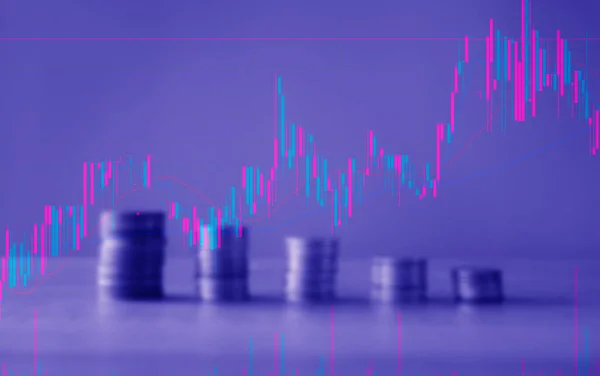 Blurred Graph Coins Stock Finance Business Money Background — Stock Photo, Image