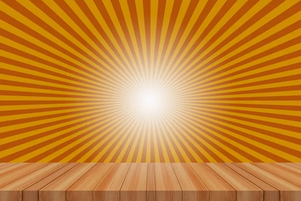 Wood Floor Texture Sunburst Background Product Display — Stock Photo, Image