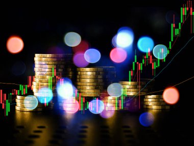 Ön x ticaret grafiği olan para yığını, fon için finansal yatırım kavramı kullanımı