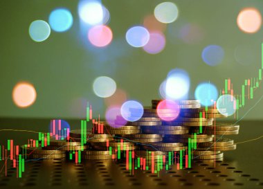 Ön x ticaret grafiği olan para yığını, fon için finansal yatırım kavramı kullanımı