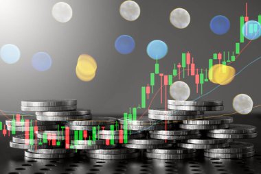 Ön x ticaret grafiği olan para yığını, fon için finansal yatırım kavramı kullanımı