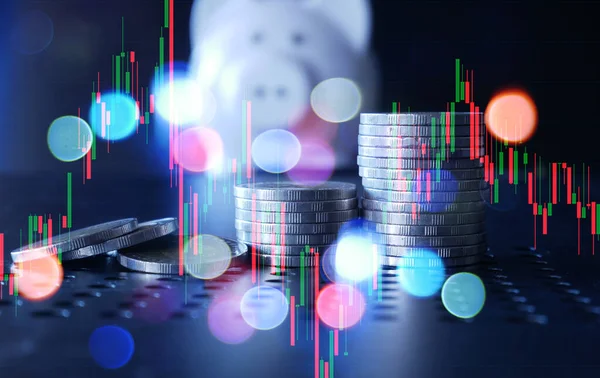 Ön x ticaret grafiği olan para yığını, fon için finansal yatırım kavramı kullanımı