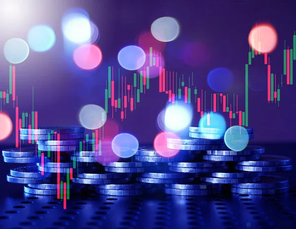 Ön x ticaret grafiği olan para yığını, fon için finansal yatırım kavramı kullanımı