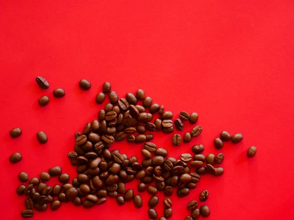 Coffee Beans Red Background — Stock Photo, Image