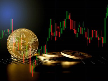 Ticari grafiği olan bitcoin, finansal yatırım kavramı arka plan olarak kullanılabilir