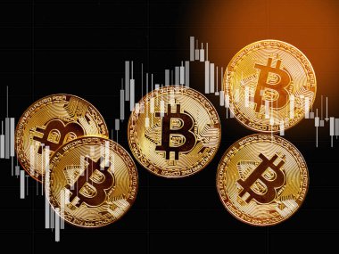 Ticari grafiği olan bitcoin, finansal yatırım kavramı arka plan olarak kullanılabilir