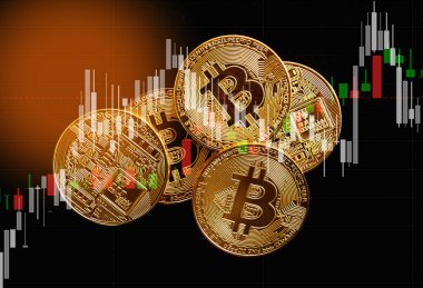 Ticari grafiği olan bitcoin, finansal yatırım kavramı arka plan olarak kullanılabilir