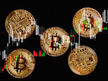 Ticari grafiği olan bitcoin, finansal yatırım kavramı arka plan olarak kullanılabilir