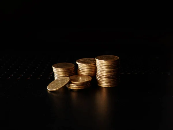 stacks of gold money coin background concept saving money