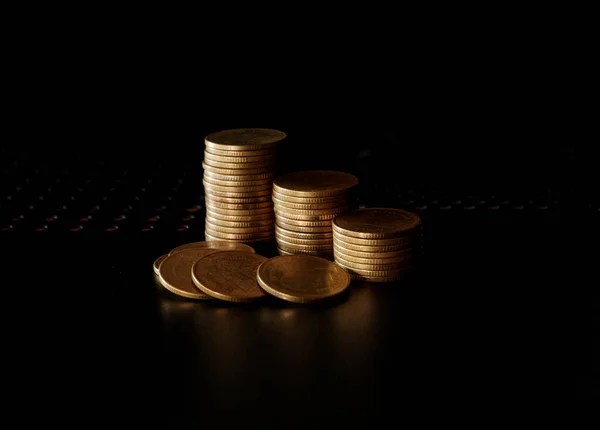 stacks of gold money coin background concept saving money