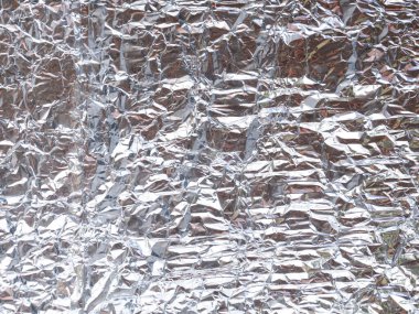 Buruşmuş folyo dokusu arka plan, alüminyum duvar, metal