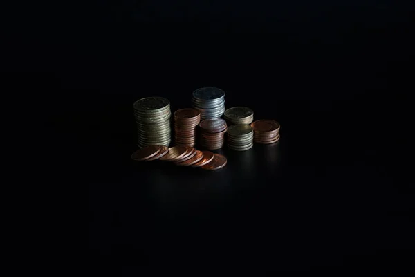 Stacks Coin Black Background Concept Money — Stock Photo, Image