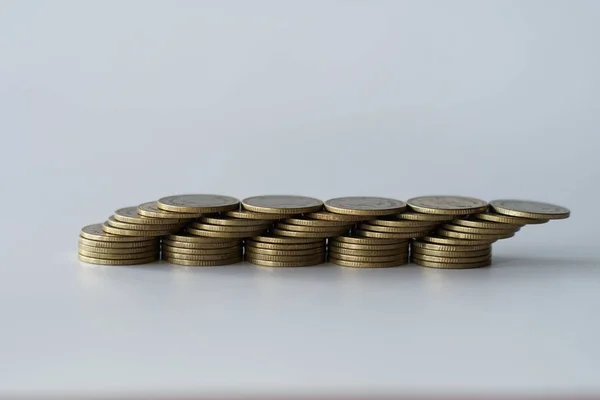 Stapels Geld Munt Achtergrond Concept Geld Besparen — Stockfoto