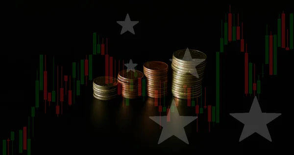 Monedas Con Gráfico Comercio Concepto Inversión Financiera Puede Utilizar Como — Foto de Stock