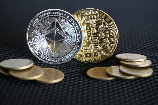 Criptomoneda Monedas Futuro Concepto Dinero Digital Bitcoin — Foto de Stock