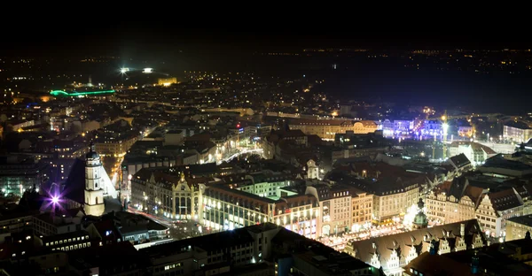 Leipzig w nocy — Zdjęcie stockowe