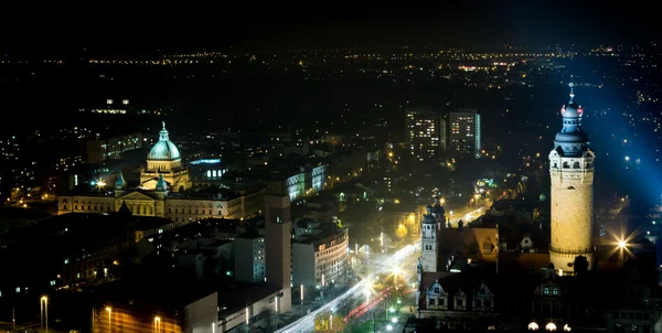 Leipzig bij nacht — Stockfoto