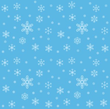 Seamless winter pattern with blue snowflakes on a dark blue background. Simple and elegant design for Christmas, wrapping paper, cards, and seasonal decorations. Vector illustration.