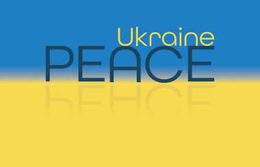 Mavi ve sarı renklere ve barış sözcüğüne sahip Ukrayna barış kavramı. Ukrayna için umut özgürlüğü birliği ve desteğin sembolü. Pankartlar için soyut tasarım afişler medya ve yardım projeleri.