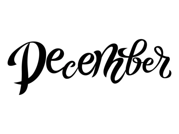 December Cute Handwritten Modern Black Outline Name Month Year English — Stock Vector