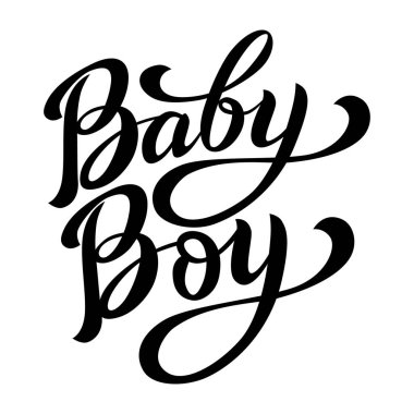 Bebek çocuk - güzel siyah beyaz el yazısı tipografi, tekstil, tasarım, dekorasyon, selamlama, davetiye için kaligfafatik şablon. Mutlu yıllar küçük oğluma, kızıma ya da ikizlerime.