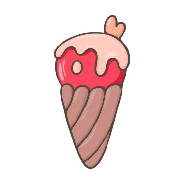 Sevimli el çizimi renkli çizgi film şekerleri beyaz arkaplanda izole edilmiş karakter vektör çizimi. Fırın işleri için güzel karalama ikonu, Aziz Valentine, doğum günü partisi, günlük kutlamalar..