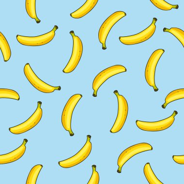 Vector seamless pattern of bananas on blue background clipart