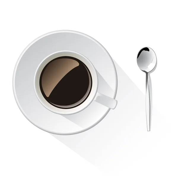 Fincan kahve ve kaşık — Stok Vektör