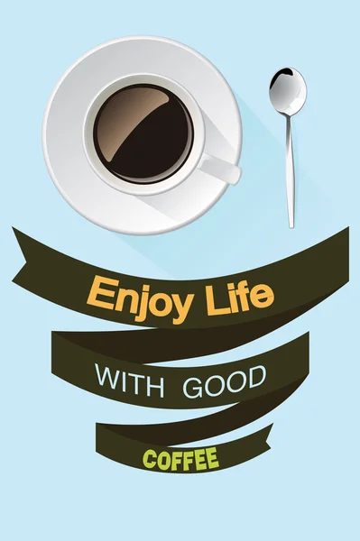 おいしいコーヒーのはがきで人生を楽しむ. — ストックベクタ