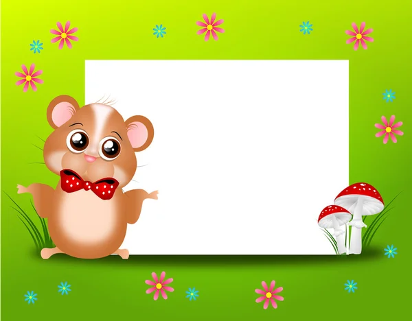 Hamster bonito com placa em branco — Fotografia de Stock