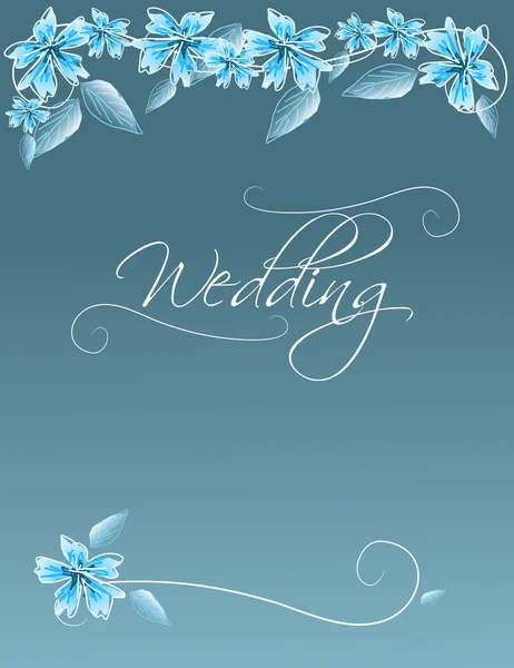 Wedding invitation blue floral — Stock Photo, Image