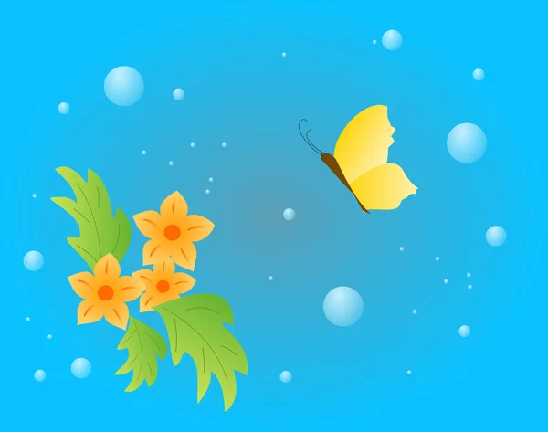Fiori con farfalla — Foto Stock