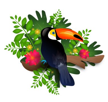 Orman yaprakları ile Toucan
