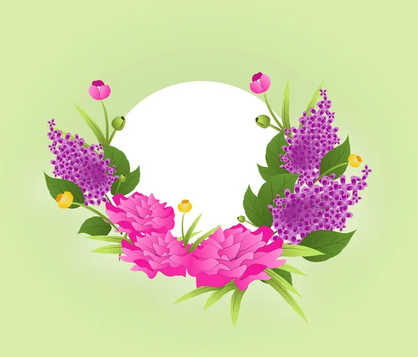 Circle decorated with spring flowers — Stock Photo, Image