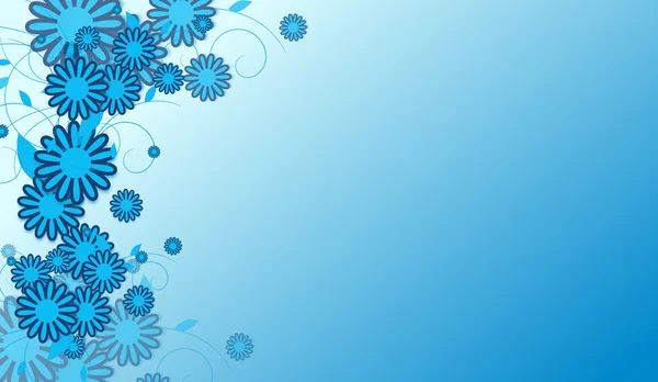 Blauer abstrakter Hintergrund mit Blumen — Stockfoto