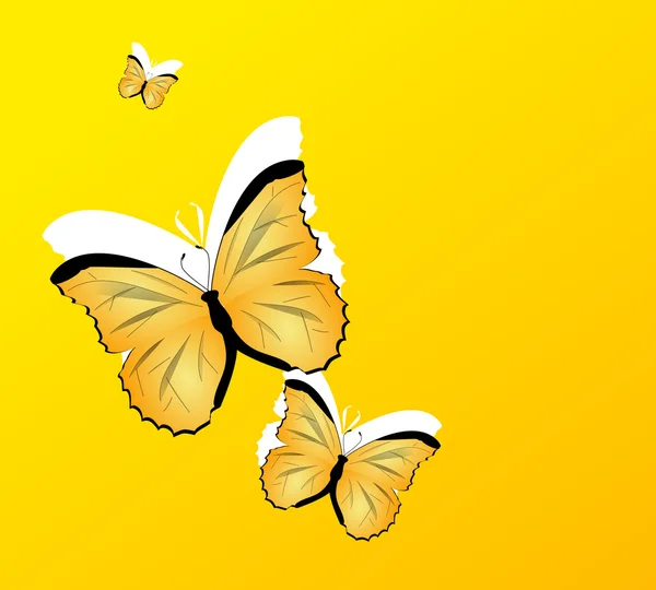 Fondo amarillo con mariposas — Foto de Stock